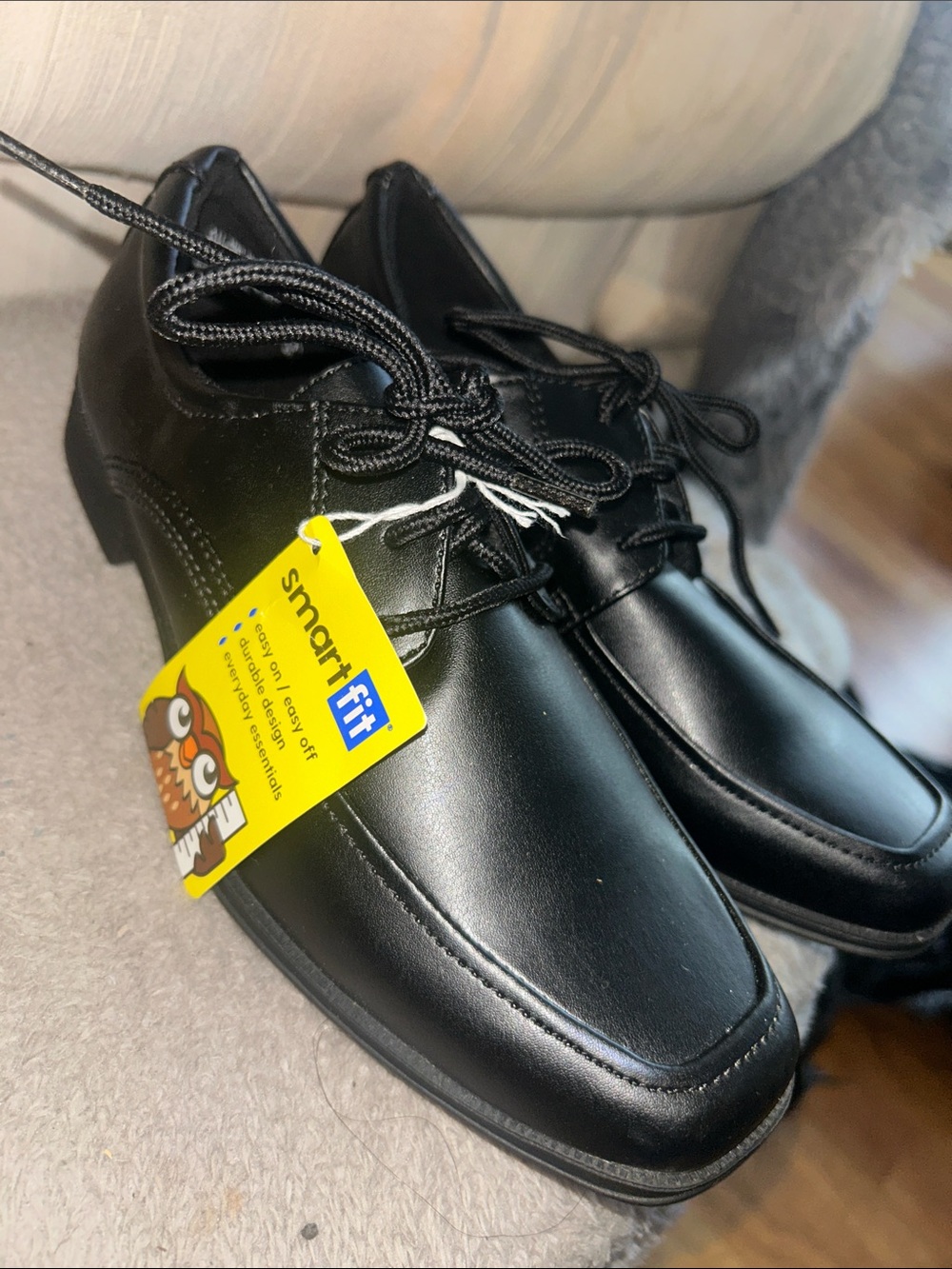 smartfit Boys Black Leather Lace-Up Oxford Derbys Shoes size 3